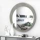 Megapap Moon Wall Mirror with Grey Wooden Frame Diameter 88cm 1pcs