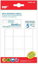 Madrid Papel Small Adhesive Labels in White Color 35x40mm