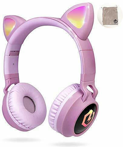 PowerLocus Buddy Cat Ear Wireless / Wired On Ear Headphones with 15 hours of Operation Pink