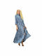 Women's maxi dress animal print Blue 13954