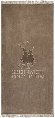 Greenwich Polo Club Beach Towel Pareo Brown with Fringes 190x90cm.