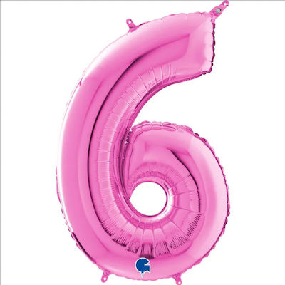 Balloon Foil Jumbo Number 6 Pink 100cm Fuchsia