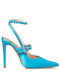 Envie Shoes Pointed Toe Stiletto Blue High Heels with Strap