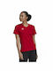 Adidas Damen Sportlich T-shirt mit V-Ausschnitt Rot