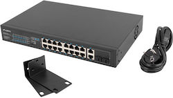 Lanberg RSFE-16P-2C-250 Unmanaged L2 PoE+ Switch με 16 Θύρες Gigabit (1Gbps) Ethernet και 2 SFP Θύρες