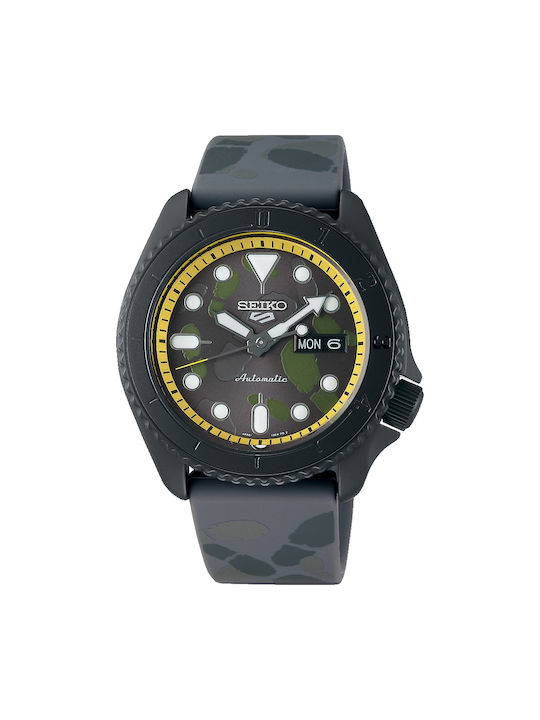 Seiko 5 One Piece Watch Automatic with Gray Rubber Strap