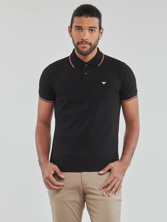 Emporio Armani Ανδρικό T-shirt Polo Μαύρο