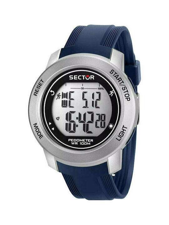 Sector EX-37 Digital Watch Chronograph Battery with Blue Rubber Strap