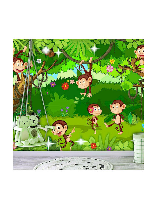 Polihome Kids Wallpaper Fabric Monkey Tricks L300xH210εκ.