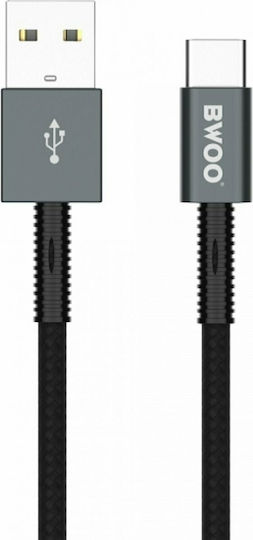 BWOO X211C Braided USB 2.0 Cable USB-C male - USB-A 15W PD Μαύρο 1m X211C