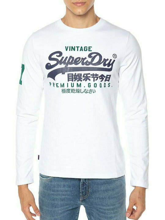 Superdry D2 Vintage Vl Classic Ανδρική Μπλούζα Μακρυμάνικη Λευκή