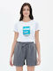 Emerson Γυναικείο Αθλητικό Crop T-shirt Floral Λευκό
