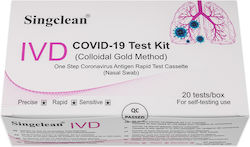 Singclean IVD Covid-19 Test Kit 20buc Autodiagnostic Rapid de Detectare Antigeni cu Eșantion Nazal