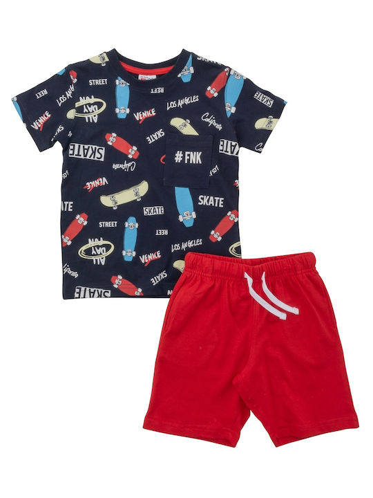 Funky Kinder Set mit Shorts Sommer 2Stück Blau