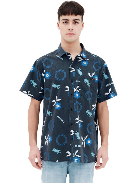Basehit Short-sleeved Shirt Floral Anthracite