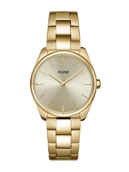 Cluse Feroce Petite Damen Uhr mit Gold Metallar...
