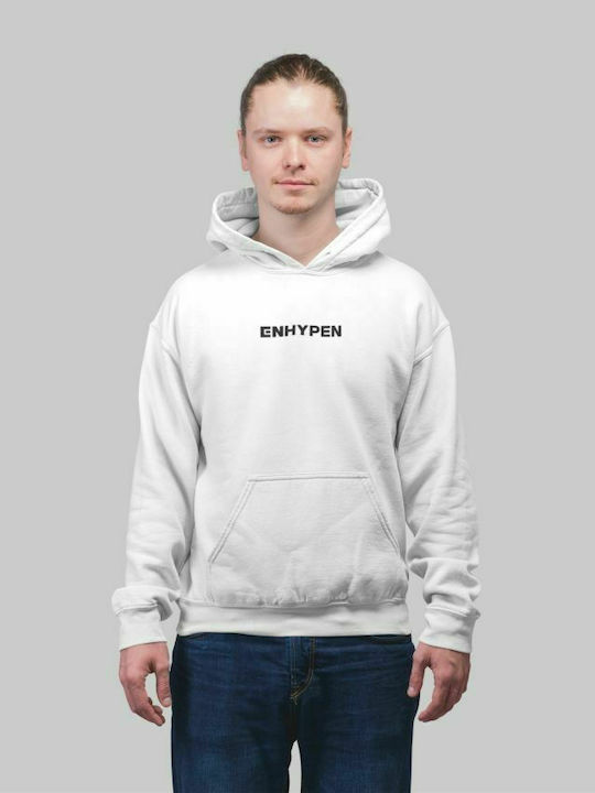 Enhypen zentriertes Sweatshirt mit Kapuze - WEISS