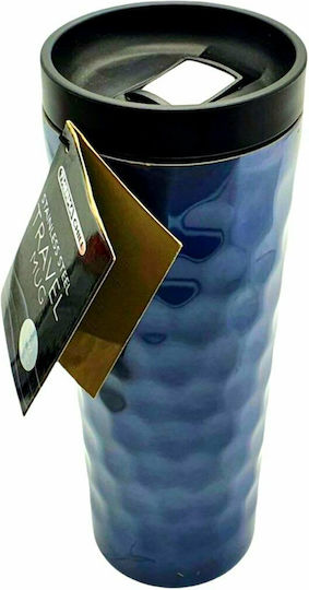 Dream House Trendy Glass Thermos Stainless Steel 500ml Grey-Blue with Mouthpiece