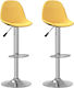 Stool Bar with Back & Adjustable Height Mustard 2pcs 41x45x90-112cm