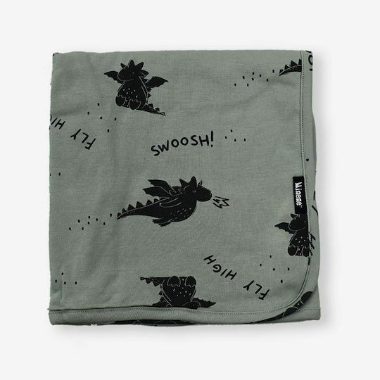 Minene Decke Wickeltücher für Kinderzimmer Cute Dragon Grün 80x80cm