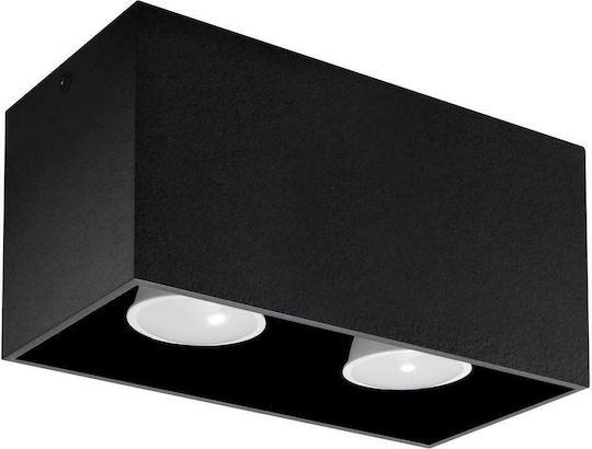 Sollux Quad Διπλό Σποτ με Ντουί GU10 σε Μαύρο Χρώμα