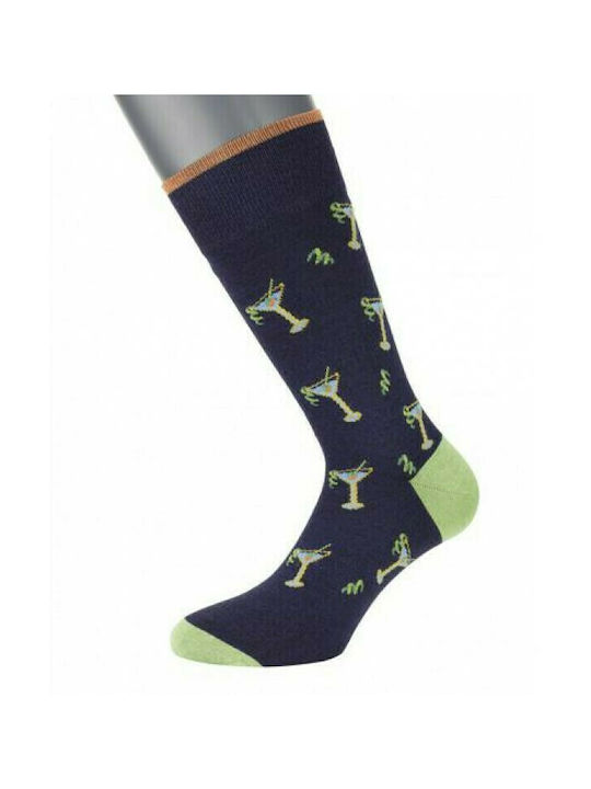 Pournara Men's Patterned Socks Blue