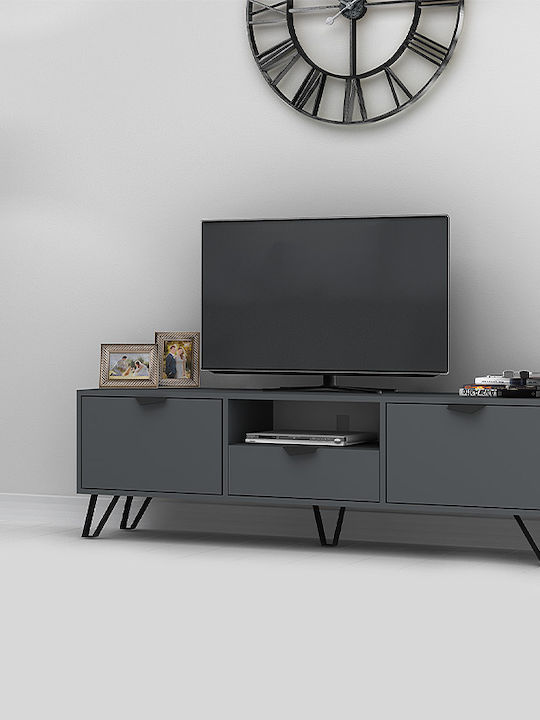 Jasmine Particle Board TV Furniture with Drawers Γκρι L170xW35xH50cm