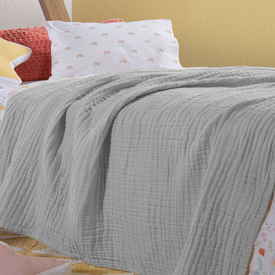 Nef-Nef Homeware Κουβέρτα Κούνιας Whisper Βαμβακερή Γκρι 110x150εκ.