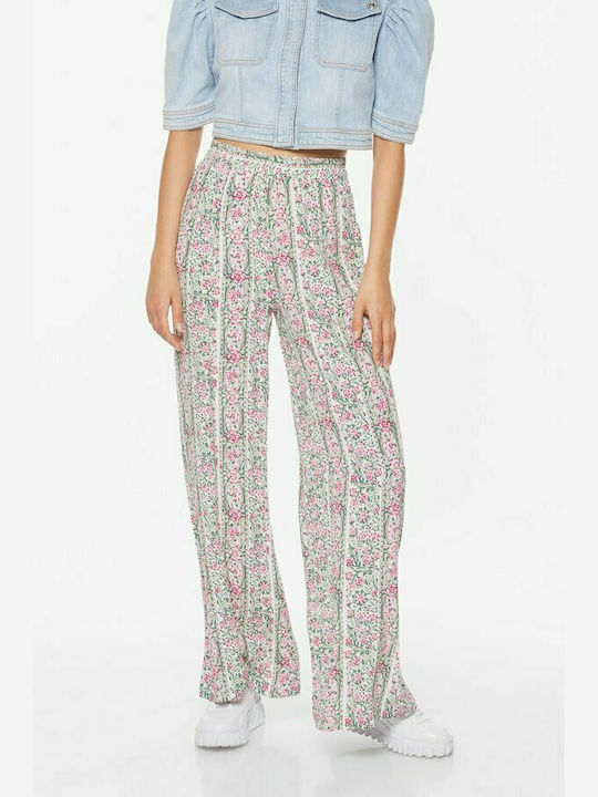 Pepe Jeans Women's Fabric Trousers with Elastic in Palazzo Fit Floral Multi
