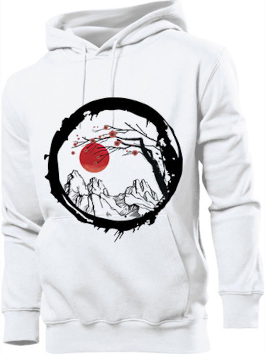 Women's Hooded Sweatshirt with Pockets White RED SUN - White