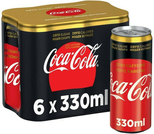 Coca-Cola Zero Cola με Ανθρακικό, Χωρίς Ζάχαρη σε Κουτί 6x330ml