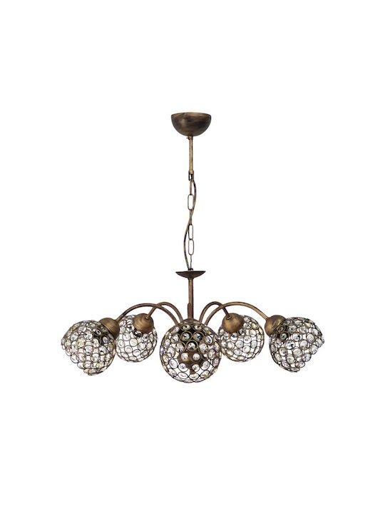 Heronia Chris Pendant Suspension for 5 Bulbs E27 Bronze