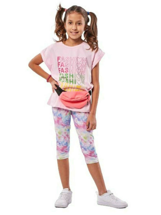 Εβίτα Kids Set with Leggings Summer 3pcs Pink