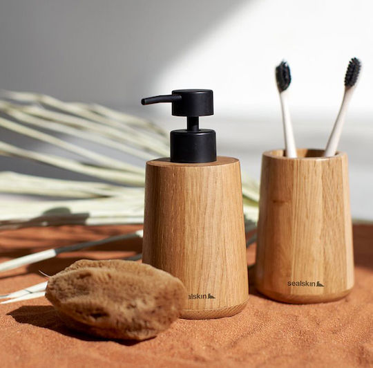 Sealskin Earth Wooden Bathroom Accessory Set Brown 2pcs