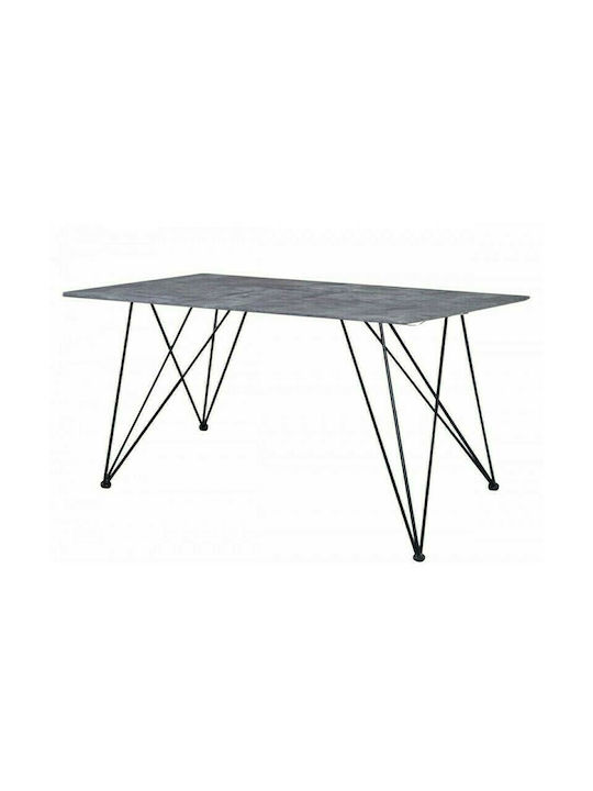 Tisch Speisesaal aus Massivholz & Metall Krystal Cement 120x80x75cm