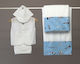 O nounos Christening Oilcloths Set with Navy Pattern White-Blue 3 Pieces