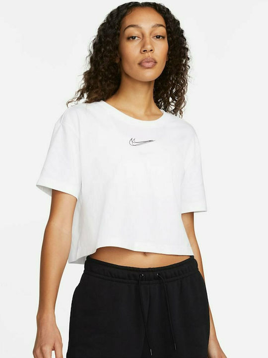 Nike Sportswear Κοντομάνικο Crop Top Λευκό