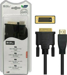 SGL Кабел DVI-D мъжки - HDMI мъжки 1.5м Черен (200398)