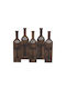 Inart Wall Mounted Wooden Wine Rack for 5 Bottles Dark Brown 60x13x52cm