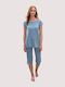 Vamp Sommer Damen Pyjama-Set Blue Serene