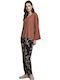 Penye Mood Winter Women's Pyjama Set Brown