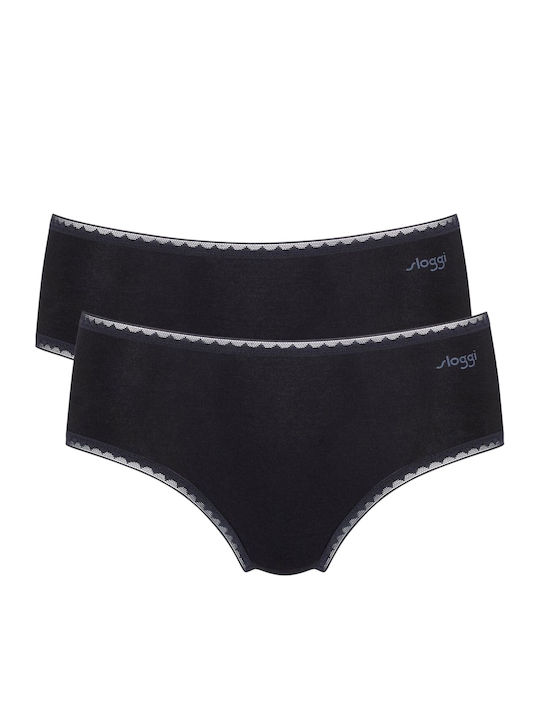 Sloggi Go H Midi Βαμβακερά Damen Slip 2Pack Sch...