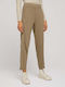 Tom Tailor Women's High-waisted Fabric Trousers with Elastic in Loose Fit Brown