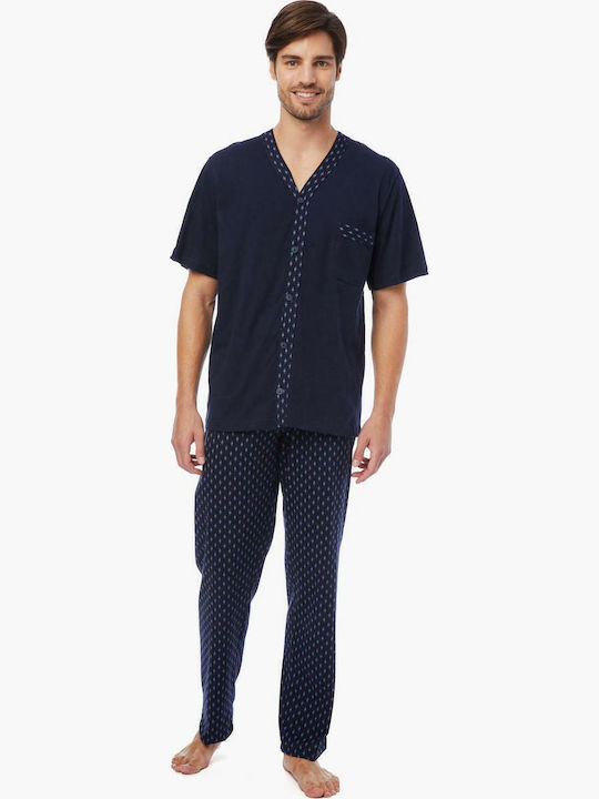 Minerva Men's Summer Pajamas Set Navy Blue