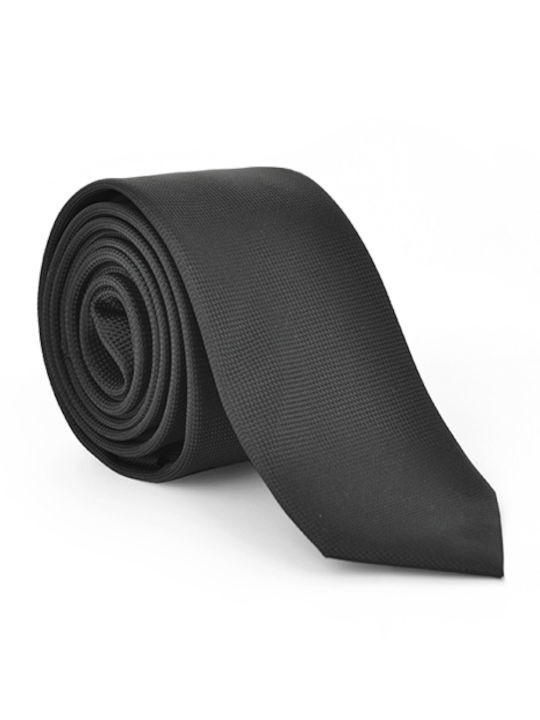 Venturi Ανδρική Γραβάτα Συνθετική Μονόχρωμη σε Μαύρο Χρώμα
