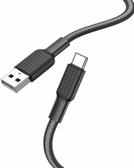 Hoco X69 Jaeger Braided USB 2.0 Cable USB-C Male - USB-A 60W Black 1m HC-X69C-BKW