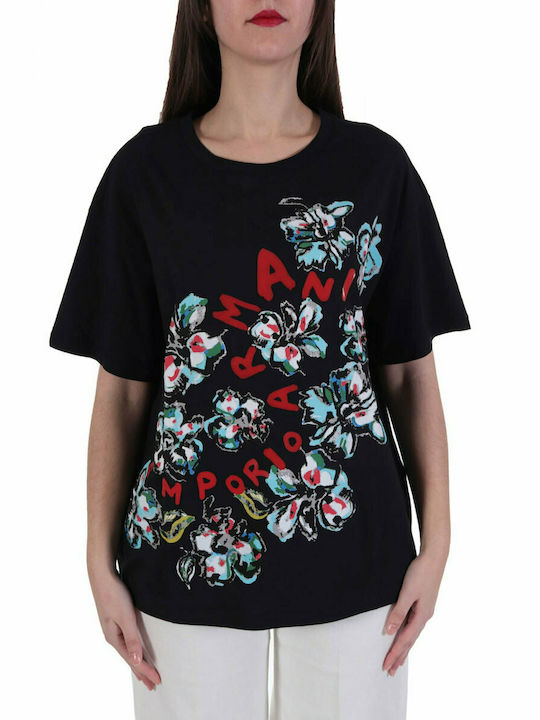 Emporio Armani Women's T-shirt Floral Navy Blue