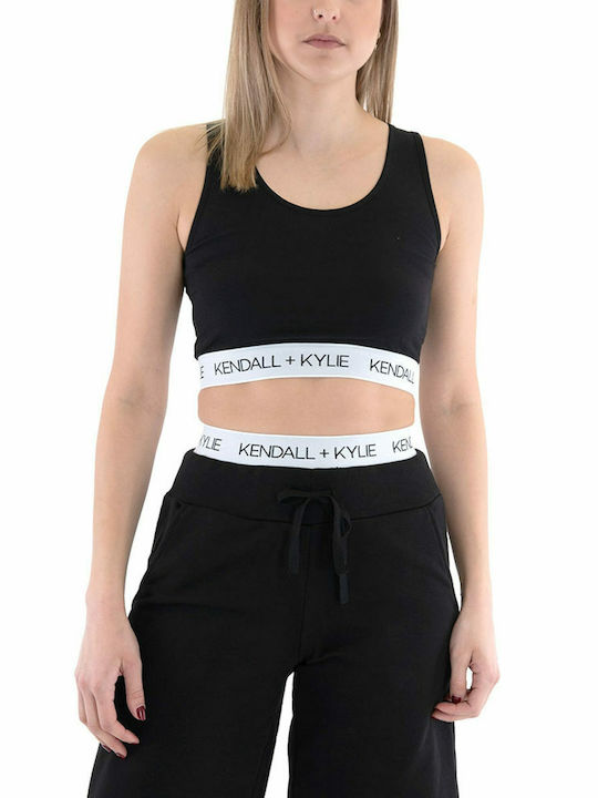 Women's Athletic Crop Top Sleeveless Black