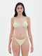 Bikini Set Triangle Top & Slip Bottom with Laces Lime Floral