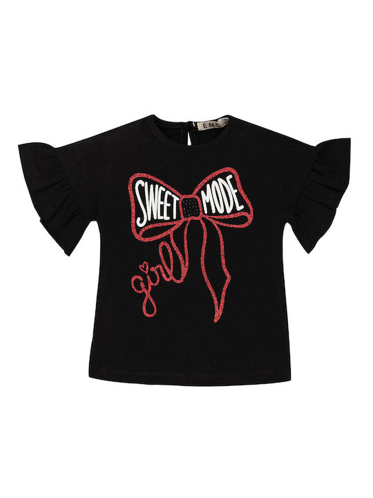 Children's blouse 'sweet mode' black-red EMC BX1924 for girls (6-8 years old)